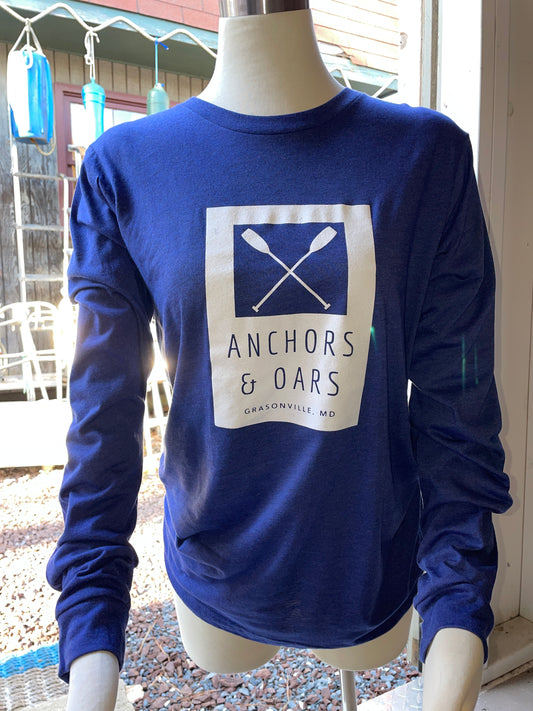 Anchors & Oars Blue Long Sleeve Shirt tshirt