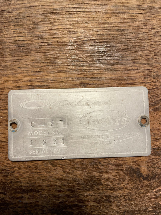 Catalina 27 Builders Plate