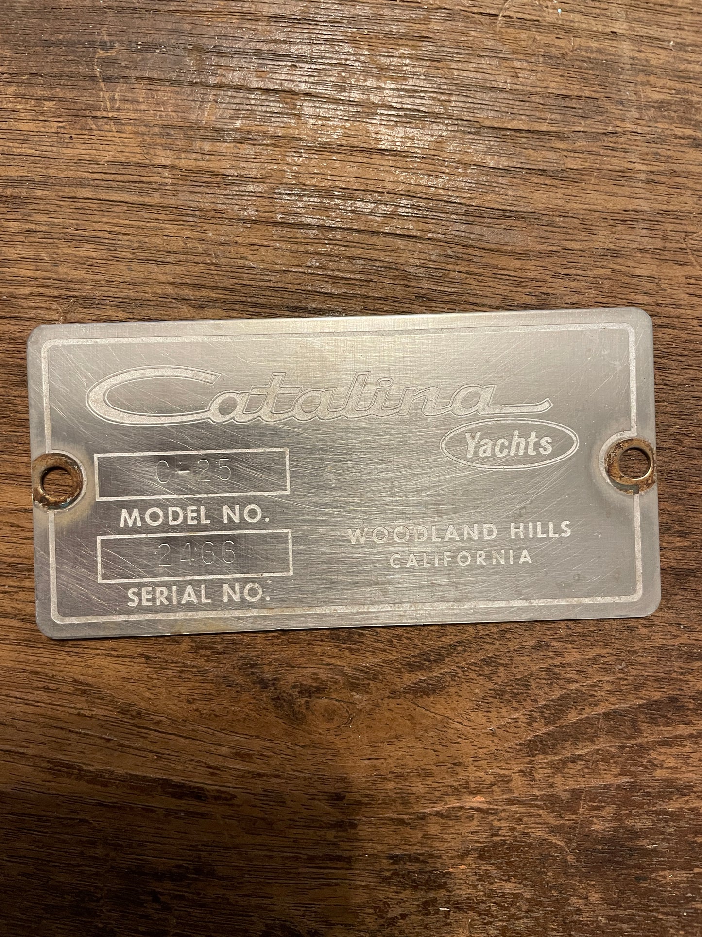 Catalina 25 Builders Plate