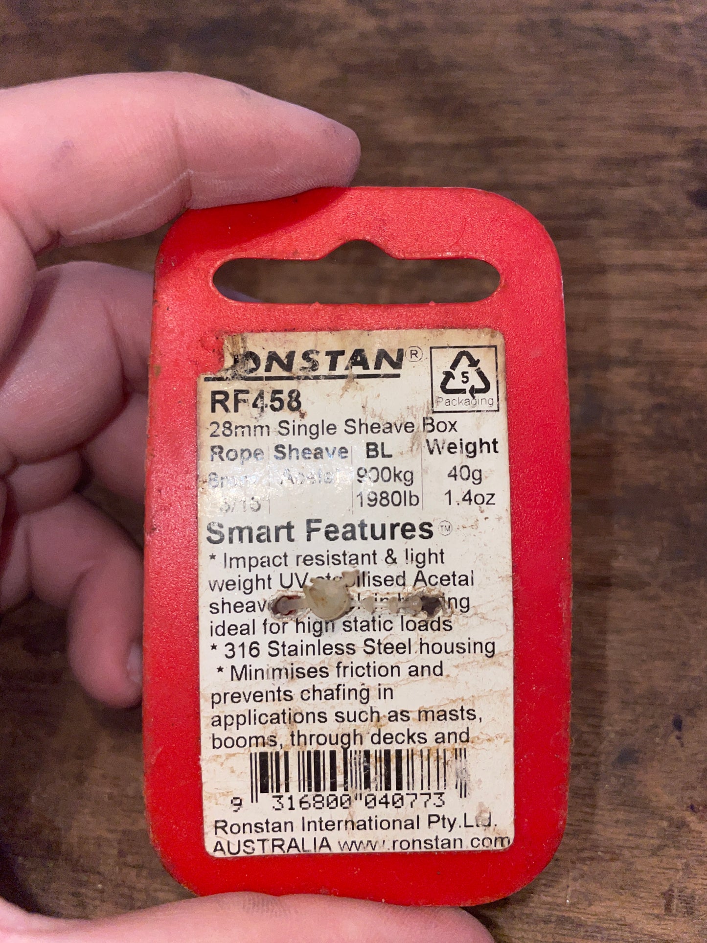 Ronstan 28mm Single Sheave Block- RF458