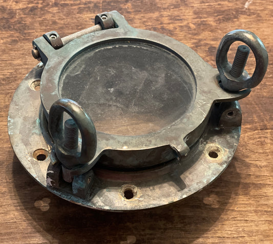 Vintage Bronze Porthole with 2 dogs. 4" Flange Opening 2" deep