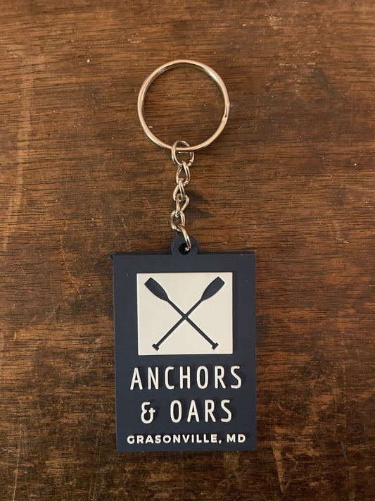 Anchors & Oars Raised Lettering Rubber Key Chain
