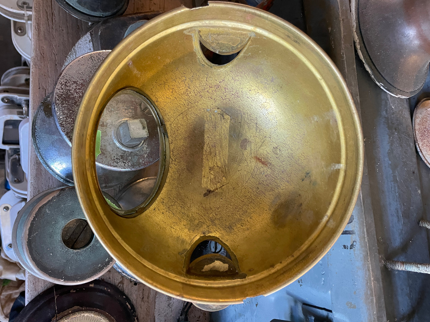 Vintage Brass Compass Binnacle Cover Glass Window