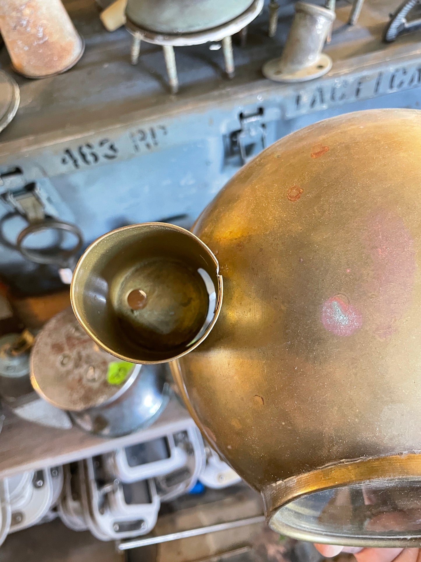 Vintage Brass Compass Binnacle Cover Glass Window